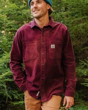 Men's Passenger Backcountry Cord Shirts Windsor Wine | US-RHEQFL853