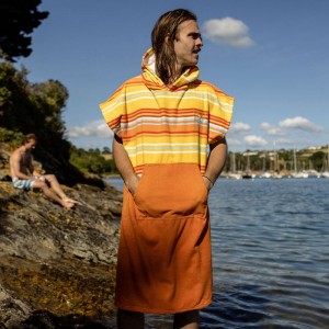 Men's Passenger Baja Recycled Towel Poncho Sun Stripe | US-MTECRO642