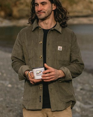 Men's Passenger Balsa Cord Overshirt Dusty Olive | US-ZAIXOJ043