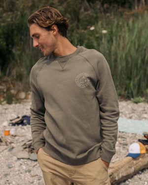 Men's Passenger Border Recycled Cotton Sweatshirt Dusty Olive | US-ICGRYF091