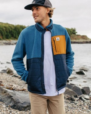 Men's Passenger Born Explorer Recycled Polar-Lined Sherpa Fleece Blue Steel | US-PJZQNR140