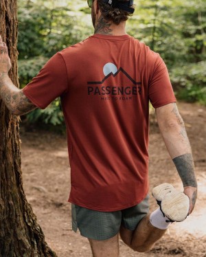 Men's Passenger Calling Active Recycled T-Shirt Burnt Red | US-UMVXGI364