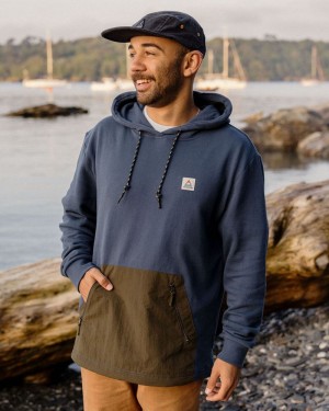 Men's Passenger Cliff Recycled Cotton Hoodie Dark Denim | US-IGAOFN108