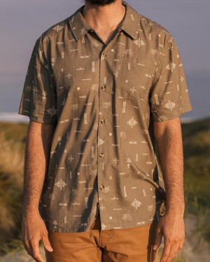 Men's Passenger Cove Organic Cotton Shirts Olive Made To Roam | US-YLHVFD673