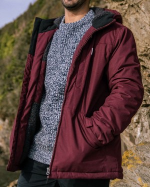 Men's Passenger Discover Recycled Sherpa Lined Jacket Wine | US-RTKLGM483