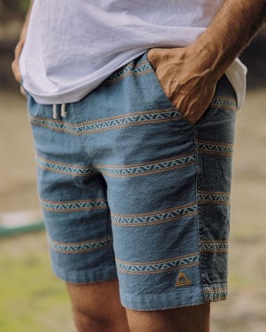 Men's Passenger Drifter Organic Cotton Jacquard Shorts Mediterranean Geo Stripe | US-IUCRMO435