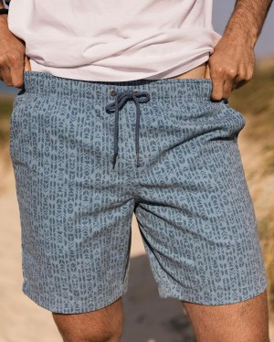 Men's Passenger Drifter Walk Shorts Blue Mini Geo | US-FLKVWP216