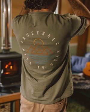 Men's Passenger Escapism Recycled Cotton T-Shirt Dusty Olive | US-THADJE253