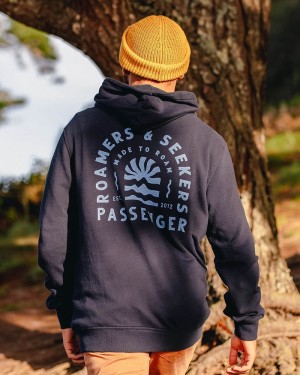 Men's Passenger Evenfall Recycled Cotton Hoodie Deep Navy | US-CYSRZB854