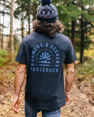 Men's Passenger Evenfall Recycled Cotton T-Shirt Deep Navy | US-GCFERZ473