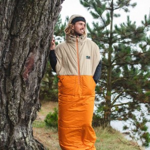 Men's Passenger Good Times Recycled Sleeping Bag Chinchilla Brown/ Sunrise Orange | US-OHRFBI921