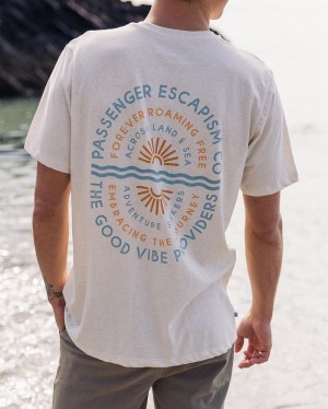 Men's Passenger Good Vibes Recycled Cotton T-Shirt Milky Marl | US-JSNUVW574