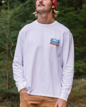 Men's Passenger Grounded Organic Cotton Ls T-Shirt White | US-TKHSCA940