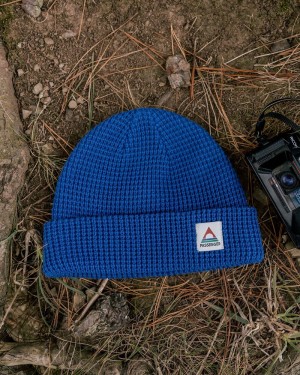 Men's Passenger Moss Double Layer Recycled Waffle Beanie True Blue | US-JIOARY362