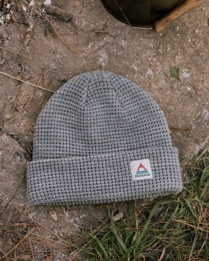 Men's Passenger Moss Double Layer Recycled Waffle Beanie Grey Marl | US-RHBSNI790