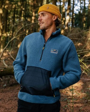 Men's Passenger Oceanside Recycled Polar-Lined Sherpa Fleece Blue Steel | US-WDEBNJ361