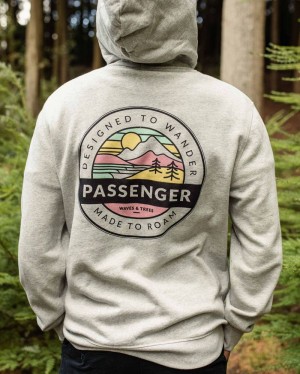 Men's Passenger Odyssey Recycled Cotton Hoodie Grey Marl | US-HKBAQT285