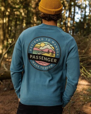 Men's Passenger Odyssey Recycled Cotton Sweatshirt Blue Steel | US-AFLPBK931