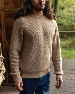 Men's Passenger Offshore Recycled Knitted Jumper Sand | US-YHVBNO782