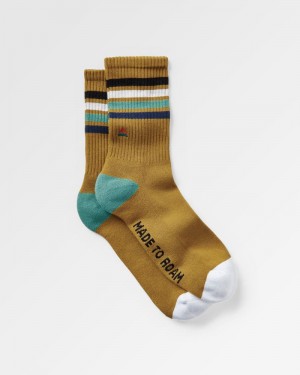 Men's Passenger Organic Midweight Crew Socks Mustard Yellow | US-MEAGIF917