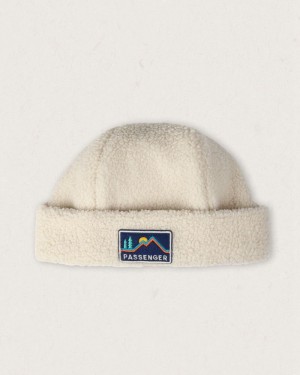 Men's Passenger Peak Recycled Sherpa Beanie Beige | US-HAEMUV597