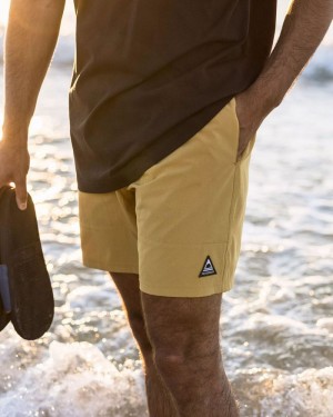 Men's Passenger Porto Recycled All Purpose Swim Shorts Mustard Gold | US-YJGQWR193