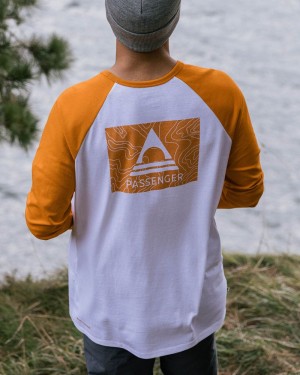 Men's Passenger Purpose Recycled Cotton Ls T-Shirt Sunrise Orange/White | US-JTXSKA206