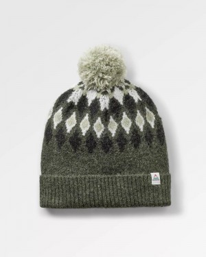 Men's Passenger Snowdrop Recycled Bobble Hat Khaki | US-CLSQOH256