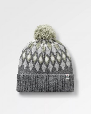 Men's Passenger Snowdrop Recycled Bobble Hat Grey Marl | US-OVRUTQ427