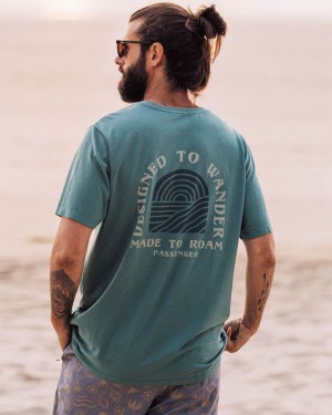 Men's Passenger Sundown Recycled Cotton T-Shirt Deep Sea | US-DZHNGP398