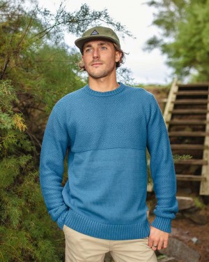 Men's Passenger Swell Knitted Jumper Blue Steel | US-MTUVJD657