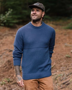 Men's Passenger Swell Knitted Jumper Dark Denim | US-LBJZDF502