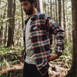 Men's Passenger Treeline Shirts Red/Navy Check | US-YRZKNF630