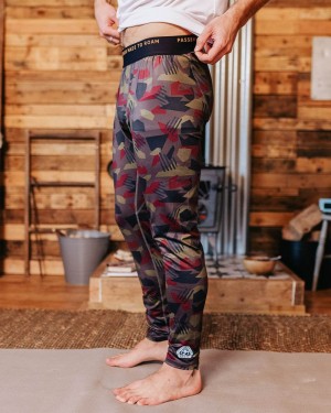 Men's Passenger Venture Recycled Base Layer Leggings Charcoal Camo Pattern | US-OUBSTN586