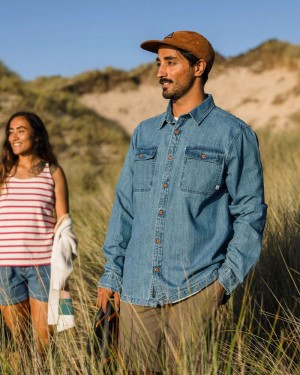 Men's Passenger Vision Denim Shirts Denim Blue | US-ONLEIH248