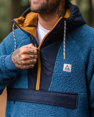 Men's Passenger Woodland Recycled Polar-lined Sherpa Fleece Blue Steel | US-TRDMKW980