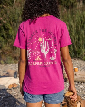 Women's Passenger Arabica Recycled Cotton Oversized T-Shirt Fuchsia | US-XUEBDA205