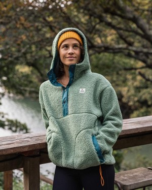 Women's Passenger Calla Hooded Pullover Recycled Fleece green | US-NLTIAJ610