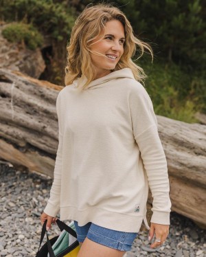 Women's Passenger Clove Organic Cotton Textured Hoodie Beige | US-WEMYAQ132