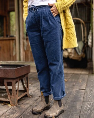 Women's Passenger Compass Recycled Corduroy Pants Dark Denim | US-ECOMIW657