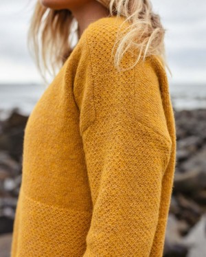 Women's Passenger Cove Recycled Knitted Jumper Amber Gold | US-JDUHMA543