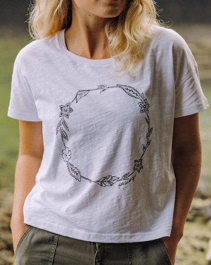 Women's Passenger Daisy Chain Recycled Cotton T-Shirt White | US-KPSQXF081