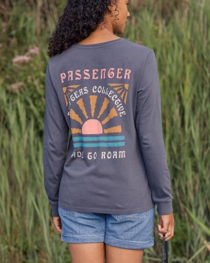 Women's Passenger Drifters Recycled Cotton LS T-Shirt Charcoal | US-HDYJBN702