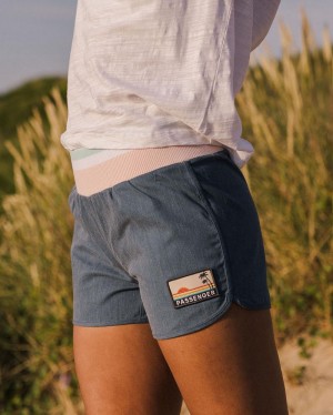 Women's Passenger Explore Recycled All Purpose Shorts Dark Denim | US-ITDKYV702