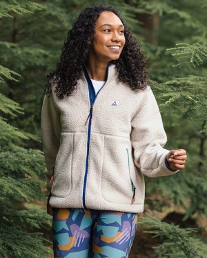 Women's Passenger Fairbanks 2.0 Full Zip Recycled Sherpa Fleece Oatmeal | US-KUMDHA209