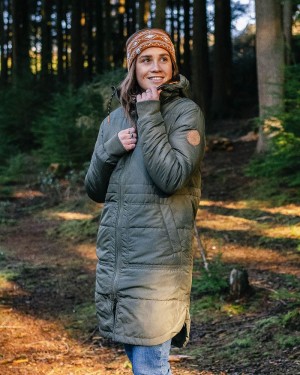 Women's Passenger Flora Long Recycled Insulated Jacket Dusty Olive | US-SMDGXH485