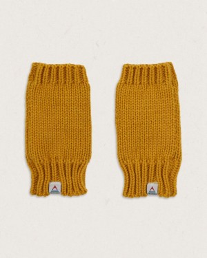 Women's Passenger Flurry Recycled Fleece Lined Fingerless Mittens Dandelion Yellow | US-RUHYZC041