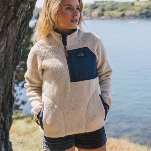 Women's Passenger Home 1/4 Zip Recycled Sherpa Fleece Oatmeal | US-CJQPWG384