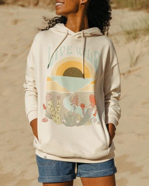 Women's Passenger Live Wild Recycled Cotton Oversized Hoodie Beige | US-BTYGNJ935