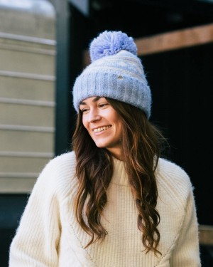 Women's Passenger Lodge Recycled Bobble Hat Blue Fog | US-AJBTGU519